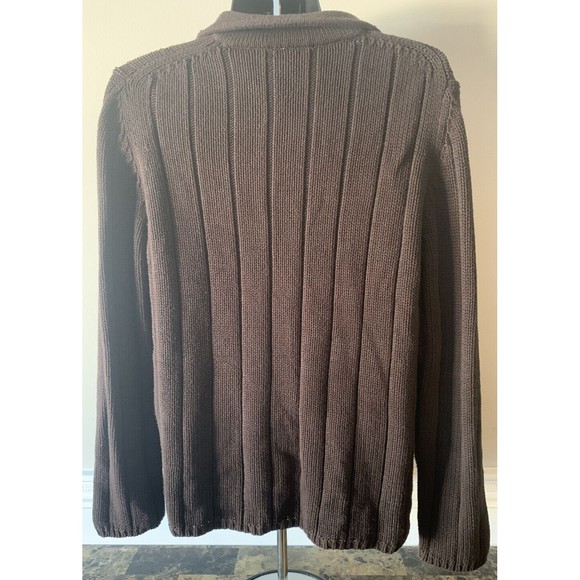 Men's Calvin Klein XL Extra Large Brown Cotton Knit Long Sleeve V-Neck Sweater - Picture 5 of 7